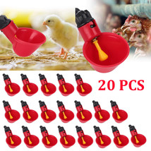 20Pc Poultry Water Drinking Cups Automatic Drinker Chicken Hen Duck Quail Feeder - £18.95 GBP