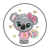 30 Cute Koala Bear And Lollipop Stickers Envelope Seals Labels 1.5&quot; Round Hearts - $7.49