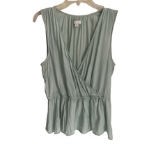 14th &amp; union Light Green Top Blouse Overlap Adjustable ruffled Size med - $14.84