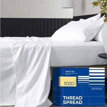 Pure Egyptian King Size Cotton Bed Sheets Set (King, 1000 Thread Count) White Be - £127.57 GBP