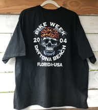 USA Daytona Beach Florida Bike Week Shirt 2004 size XXL Skull Flames S/S Blk Top - £19.56 GBP