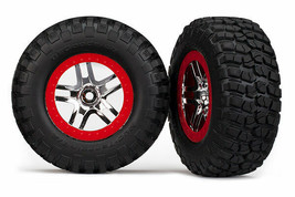 Traxxas SCT Red Beadlock Wheels and Tires (2) 6873A - $53.99