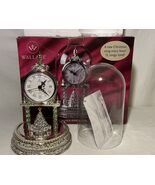 Wallace Silversmiths Musical Holiday Clock 12 Songs Glass Dome - $133.64
