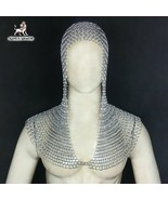 Chainmail Hood | 10 mm | Butted | Aluminum | Silver Color Costume - £48.94 GBP