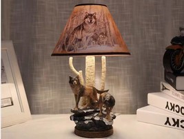 Animal Resin Wolf Table Lamp American Style Children&#39;s Bedroom Bedside Lamp - £103.88 GBP