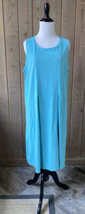 J. Jill L Tall Dress Cotton Sleeveless Aqua Blue Casual Women&#39;s - $34.95