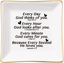 Christian Gifts for Women Faith Jewelry Dish with Bible Verse Prayers Religious  - £16.10 GBP