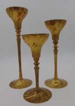 VINTAGE Brass Candle Holders Set of 3 Wine Glass Style - $24.74