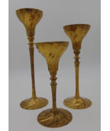 VINTAGE Brass Candle Holders Set of 3 Wine Glass Style - $24.74