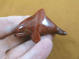 (Y-WHA-KI-708) red Jasper KILLER WHALE ORCA gemstone carving figurine ge... - £13.80 GBP