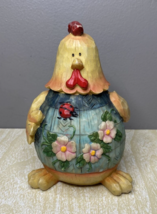 Rooster Free Standing Fat Yellow w/ Ladybug/Beatle in His Flowering Clothes - $11.30