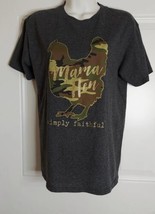 Charcoal Black Camouflage Mama Hen Simply Faithful Short Sleeve T-Shirt Size S - £9.73 GBP