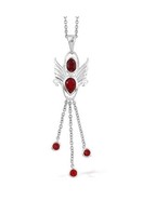Blazing Red Quartz Sterling Silver Angel Pendant W/Stain Steel Chain 20&quot;... - £15.91 GBP