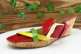 Franco Sarto Sz 7 M Red Slide Patent Leather Women Sandals 19390900 - £13.41 GBP