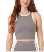 Hurley Womens Tank Top Gray Grey Cropped Stretch Built-In Shelf Bra Logo... - $54.69 CAD