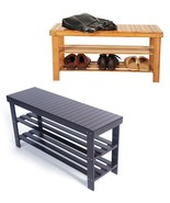 Bamboo 3 Tiers Shoe Rack Stool Shoes Organizer Wood Entryway Bench Stora... - $45.53+