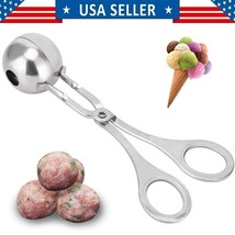 Stainless Steel Meat Baller Scoop Non-Stick Meatball Maker Tongs Spoon For Ice - £9.48 GBP