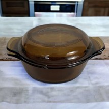 Vintage Fire King Anchor Hocking #472 Amber Brown Baking Casserole Dish With Lid - £14.30 GBP