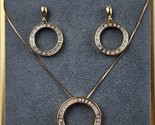 14K Yellow Gold Diamond Circle Necklace &amp; Earrings Set 18&quot; Box chain - $494.99