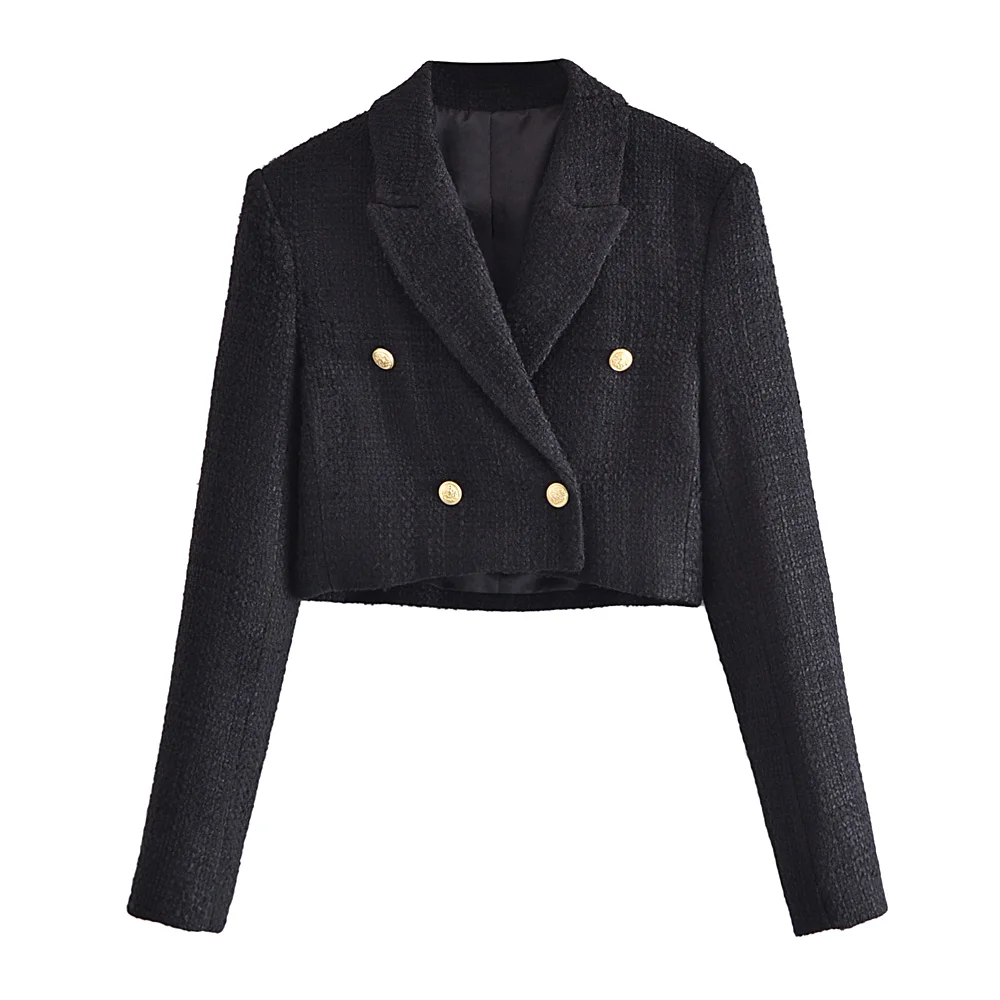 Blazers For Women   Style Double Breasted Cropped Blazer Suit Jacket Peak Lapel  - £119.55 GBP