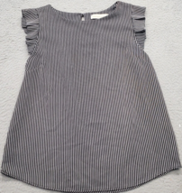 Monteau Los Angeles Blouse Top Womens Medium Multi Seersucker Vertical Striped - $18.49