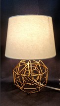 Metallic Gold Geometric Table Top Plug In Table Lamp Gold Metal Cage Lamp - £36.60 GBP