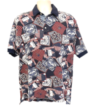 American Eagle Outfitters Men&#39;s Patriotic Polo Shirt Bald Eagle Flag Size Large - £15.02 GBP