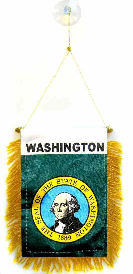 State of Washington Mini Flag 4&quot;x6&quot; Window Banner w/suction cup - $2.88