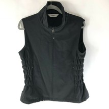 Fjall Womens Vest Full Zip Pockets Ruched Sides Mock Neck Black Size L - $19.24