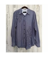 J Campbell Mens Shirt Size Large Blue Stripe Embroidered Filagree Design - £10.80 GBP