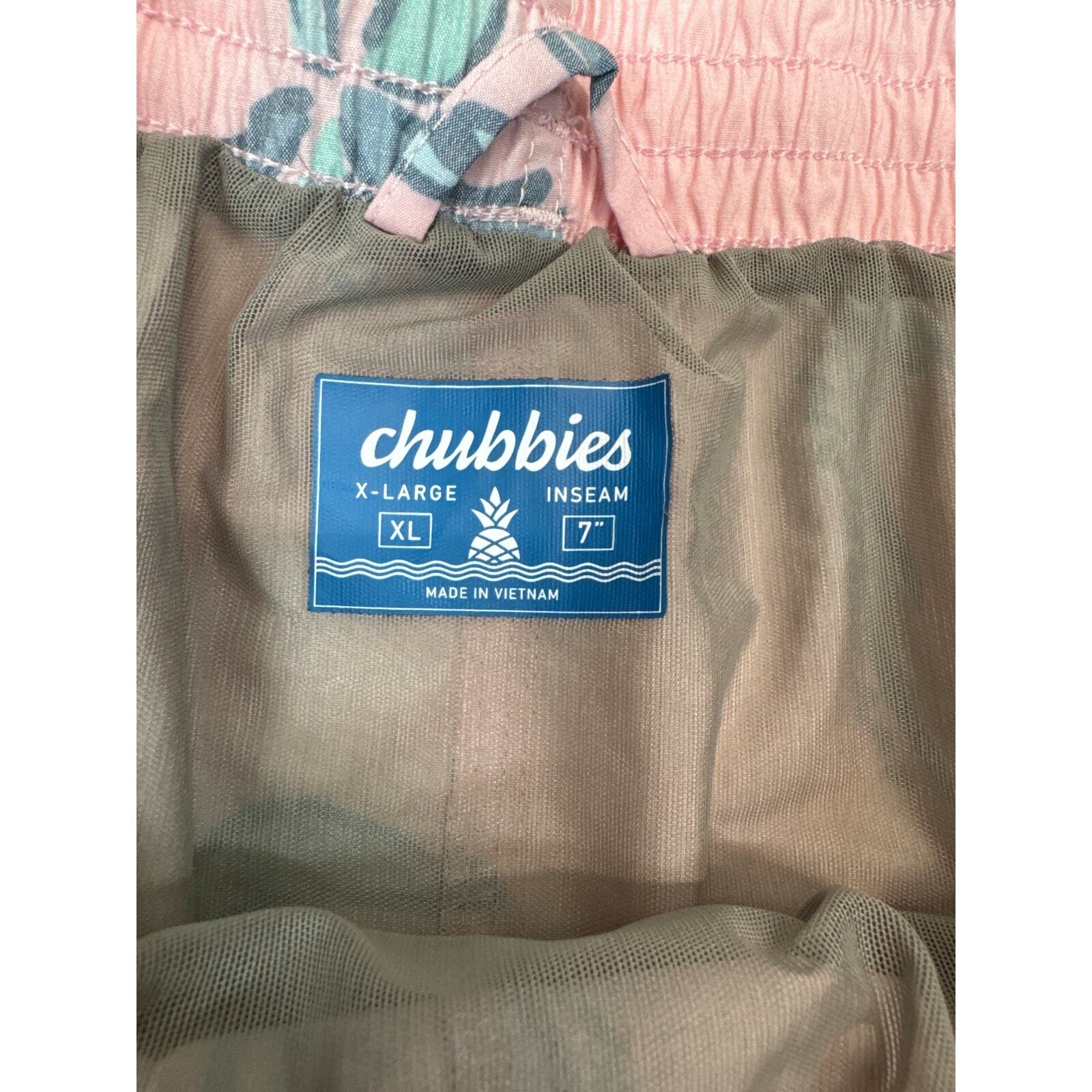 Chubbies Lotta Coladas 7” Swim Trunks Pink Blue Palm Trees Lined Elastic Size XL Item image 4