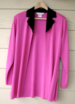Exclusively Misook Open Front Cardigan Hot Pink  Acrylic Size Medium M - $29.99