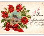 Merry Christmas Poinsettias Ellen Clapsaddle Embossed DB Postcard Z5 - $5.89