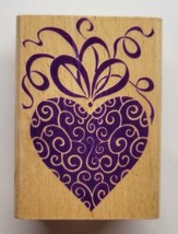 Stampcraft Fancy Heart Strings Wood Mounted Rubber Stamp 440H37 - $7.91