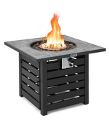 Square Propane Fire Pit Table with Lava Rocks and Rain Cover - Color: Black - $406.49