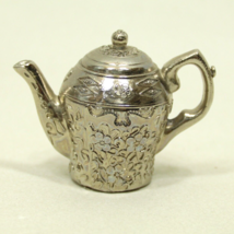 Small Metal Tea Pot Decor Floral Flowers Trinket Ornament 2&quot; - £6.88 GBP