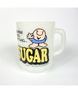 Anchor Hocking Milk Glass Ziggy Cream And Sugar Coffee Mug Oven Proof - £9.48 GBP