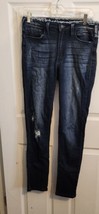 Kancan Women&#39;s Estilo Raw Hem Distressed Ankle Jeans Size 27 Blue Skinny  - $19.95