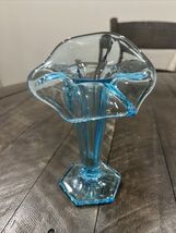 Vintage Westmoreland Jack in the Pulpit Peacock Blue Bud Vase JIP - $34.64