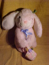Tb12&quot; Sitting Pink Easter Bunny W/Pink Flowered Lined Basket for Easter Eggs;New - £7.96 GBP