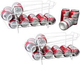 2 Pack Soda Can Organizer for Refrigerator 2 Tier 2-Tier 2-Tiers Dispenser Wire - £10.99 GBP