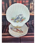Vintage Limoges Scallop Shell Plates: Hand-Painted Lobster Motif, Set of 4 - $4,060.85 MXN