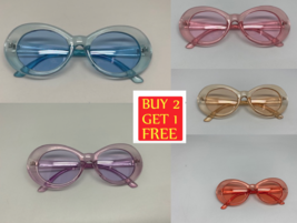 Kurt Cobain Pastel Pick Color Retro Oval Mod Frame Sunglasses Clout Goggles - £7.82 GBP