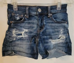 Womens 00 American Eagle Outfitters Distressed Blue Cut-Off Denim Jean S... - £8.72 GBP