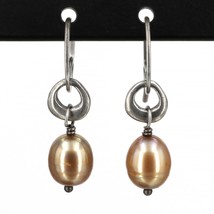 Retired Silpada Oxidized Sterling Copper Colored Pearl Dangle Earrings W1431 - £27.03 GBP