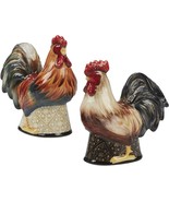 Gilded Rooster 23666 Ceramic 3D Salt &amp; Pepper Set Susan Winget 5&quot; H - $433.52 MXN