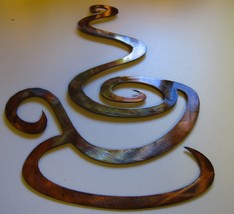 Swirled Coffee Cup - Metal Wall Art - Copper 8 3/4&quot; x 7&quot; - £15.17 GBP