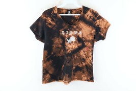 NFL Womens XL Ribbed Knit Detroit Lions Spell Out Acid Wash V-Neck T-Shirt Black - £30.99 GBP