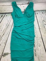 Womens Juniors Ruched Mini Bodycon Dress Green Small - £18.96 GBP