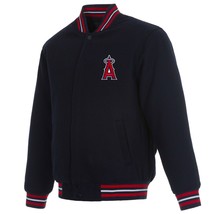 MLB Los Angeles Angels  JH Design Wool Reversible Jacket  Navy 2 Front Logos - £106.85 GBP